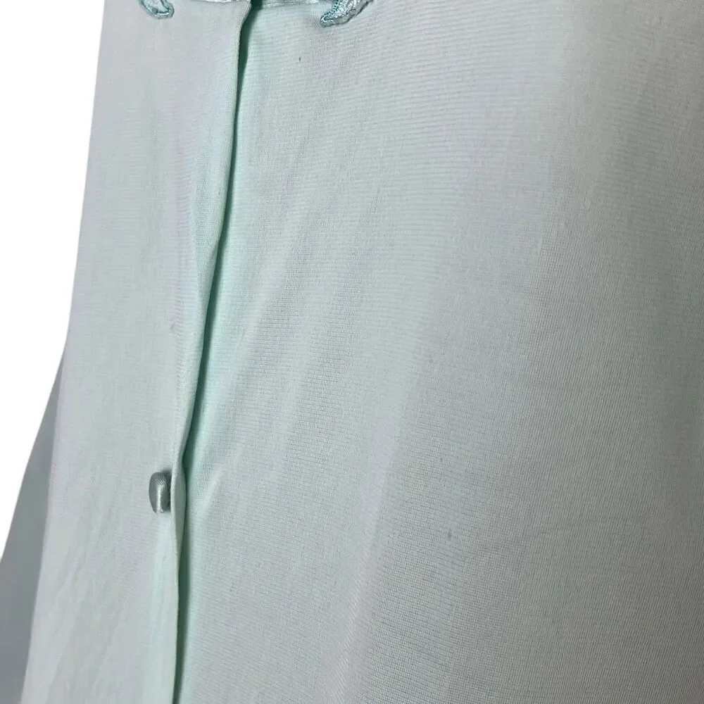 Vanity Fair Nylon Coloratura Azure Mist Robe Nightgown Buttons Medium Vintage